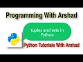 Tuples and Sets In Python Python Tutorials With Arshad