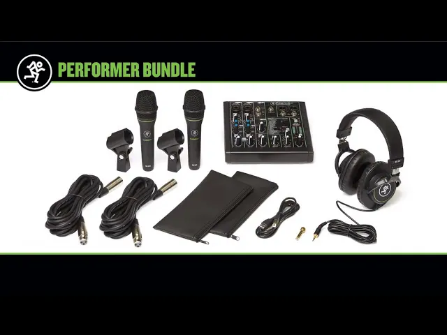 Mackie Performer Bundle with ProFX6v3 USB 6 Channel mixer, 2 EM-89D dynamic microphones and MC-100 headphones