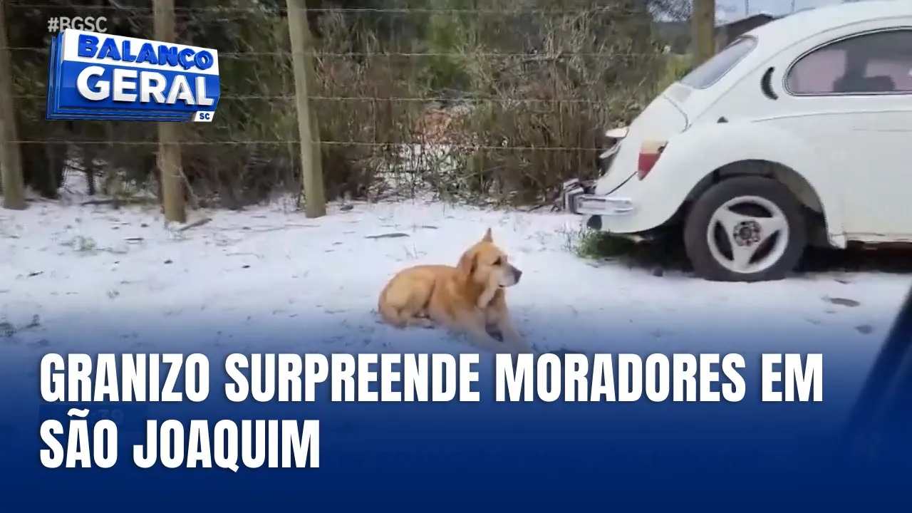 Chuva de granizo surpreende moradores de São Joaquim nesta manhã