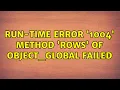 Run-time error 1004 Method Rows of Object - Global failed