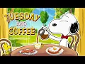 Rainy Tuesday Vibes with Snoopy Soft Jazz Playlist for Summer Coffee Time Music