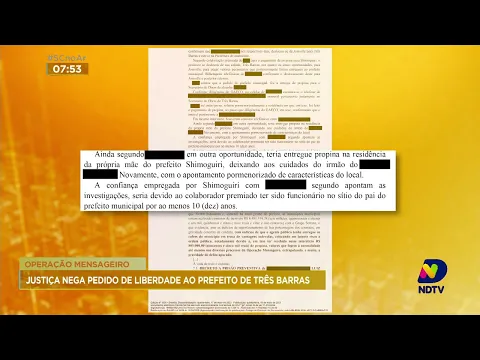 Operação Mensageiro: Justiça nega pedido de liberdade ao prefeito de Três Barras