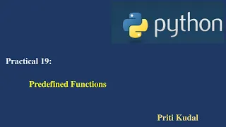 Python Lecture 19 Predefined Function
