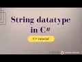 C String data type C Tutorial
