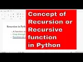 PYTHON TUTORIAL RECURSION IN PYTHON PYTHON RECURSIVE FUNCTION WITH EXAMPLE