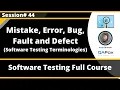 Mistake Error Bug Fault and Defect Session 44 - Software Testing Terminologies
