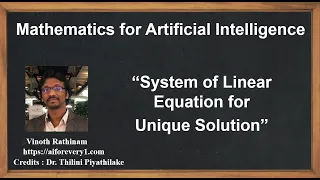 Machine Learning Tutorial Python Mathematics 17 System of Linear Equations Unique Solution