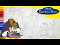 Disney Beauty and the Beast - Princess Belle Lumiere and Cogsworth Coloring pages for kids