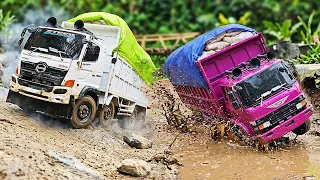 OLENG EKSTREM Truck Hino 500 Truk Trinton OFROAD Truk Muatan Full Terguling Laka Lintas Rc Handmade