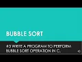 BUBBLE SORT DEFINITION EXAMPLE PROGRAM