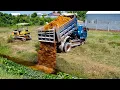 Download Lagu Starting a New Project! Landfill Delete Canal Using Dozer D20P Pushing Soil \u0026 5Ton Truck Unloading