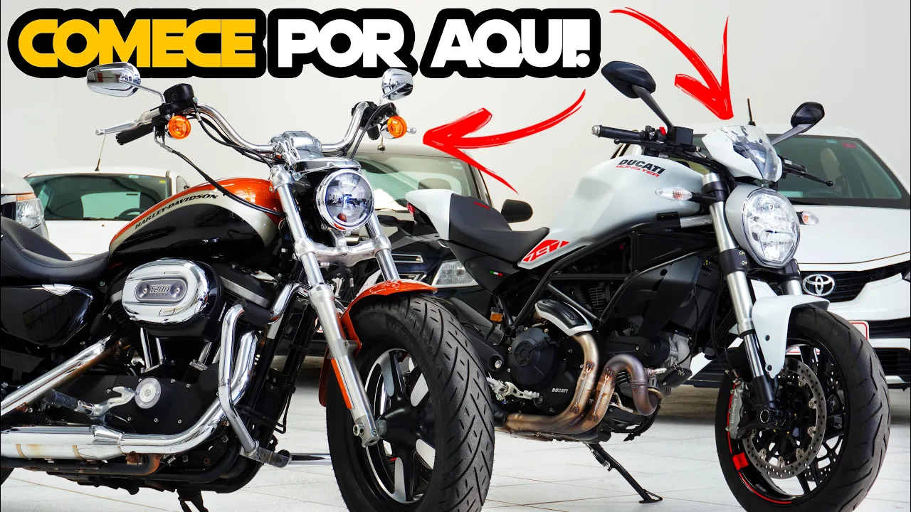 MOTOS PARA COMEÇAR A PILOTAR! Ducati MONSTER e HARLEY XL1200 CUSTOM ZERADAS na Rodrigo Automóveis!
