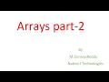 Core Java Arrays part-2 by M SrinivasReddy