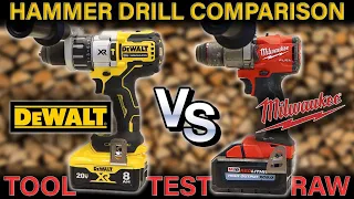 BEST HAMMER DRILL COMPARISON TEST - MILWAUKEE FUEL VS DeWALT XR POWER DETECT