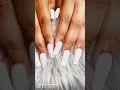 White medium length coffin nails for homecoming