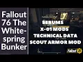 Fallout 76 X-01 mods scout armor mods Serum receipts and technical data for unique rewards