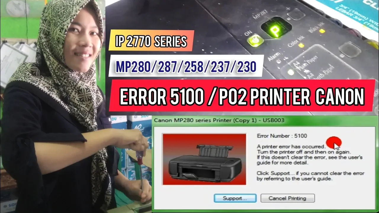 Kali ini saya membuat Video Tutorial Cara Mengatasi Error Number 5100 pada printer canon IP2770. Kej. 