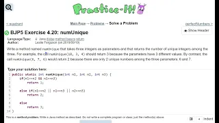Java Practice It Exercise 4 20 numUnique method basics return