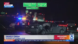 Fatal crash shuts down lanes on 10 Freeway in Central Los Angeles