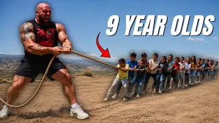 How Many 9 Year Old s Does it Take to Beat the World s Strongest Man