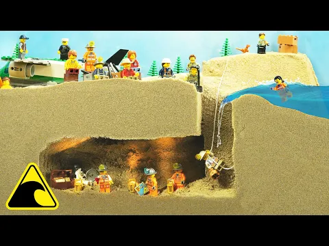 Download MP3 Lego Treasure Cave Flood Disaster - Tsunami Dam Breach Experiment - Wave Machine VS Treasure Hunters