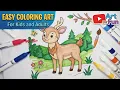 Cute Deer Coloring Page Easy Coloring Art for Kids and Adults