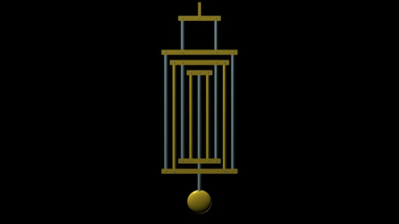 Clocktime: John Harrison Wooden Regulator Longcase 1726, 04 Gridiron Pendulum