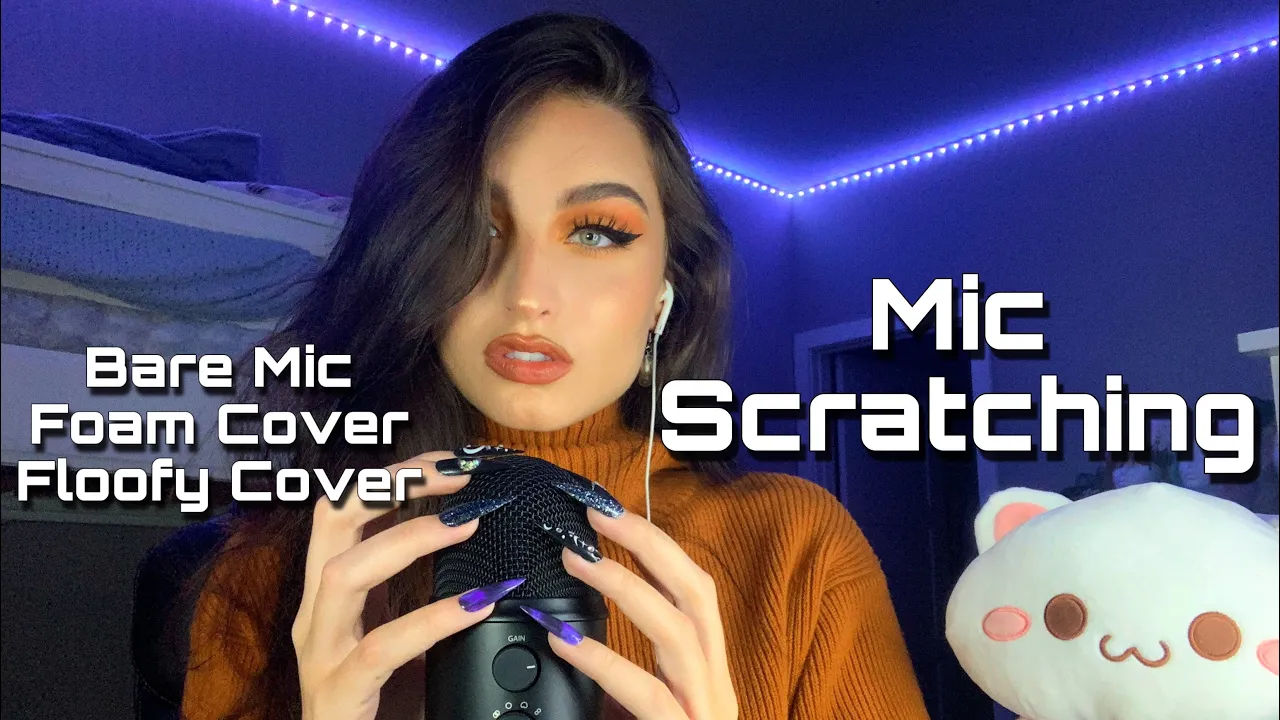 ASMR | Mic Scratching on Bare Mic, Foam Cover, & Floofy Mic Cover w/ Long Nails