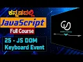 JavaScript Keyboard Events Explained in Kannada keydown keyup key code part 25