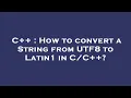 C How to convert a String from UTF8 to Latin1 in