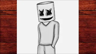 how to draw dj marshmello easy step by step cute marshmallow drawing tutorial