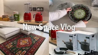 03 New Space Vlog تجهيز المطبخ والصالة فلوق مكاني الجديد 
