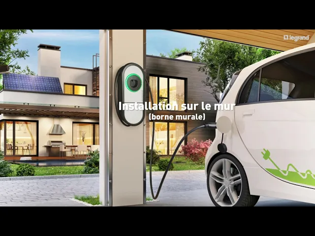 Зарядна станция за стена Green'up One 7.4 kW, 1P 32A, с кабел 5m и конектор Type 2, IP54 IK10, Legrand, Зарядни станции за електромобили, 57012.