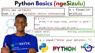 Python Basics Summaries - Syntax Type conversion conditional statements ngeSiZulu