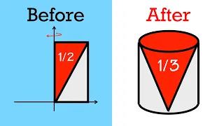The triangle is 1/2 of a rectangle so why is the cone 1/3 of a cylinder?