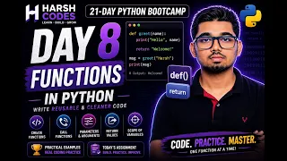 Python Tutorial for Beginners Day 8 Functions in Python Harsh Codes