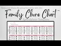 Family Chore Chart for Kids Spreadsheet Template Daily Chore Chart System Editable and Printable