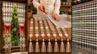 PURE GENIUS! Turn Old Jar Lids, Tulle and Lace Into a Stunning Curtain