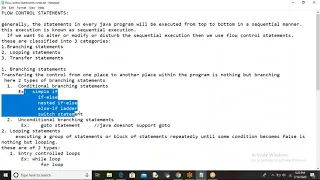 FLOW CONTROL STATEMENTS SIMPLE IF JAVA ONLINE SESSION10 Programming by Bindu