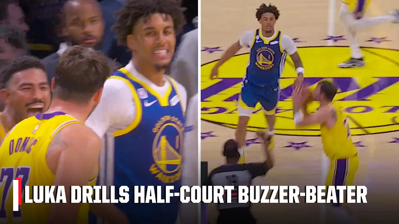 Luka Doncic follows up Yaxel Lendeborg's technical with a half-court buzzer-beater 🤯 | NBA on ESPN