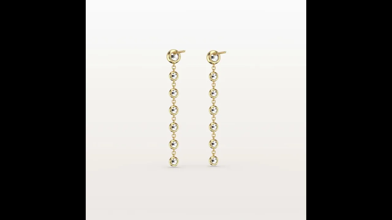 Bezel Lab Diamond Linear Drop Earrings in 14K Gold/Platinum