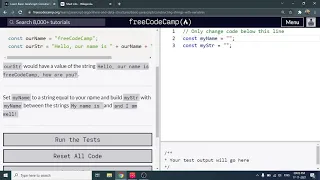 Constructing Strings with Variables - Freecodecamp org 30 Basic JavaScript