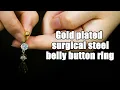 Gold plated surgical steel belly button ring 04-30