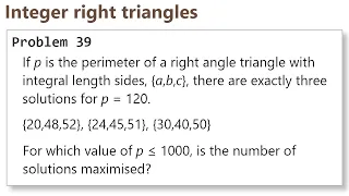 Project Euler Problem 39