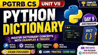 Python Dictionary Made Easy Keys Values Methods MCQs PGTRB CS Day 9