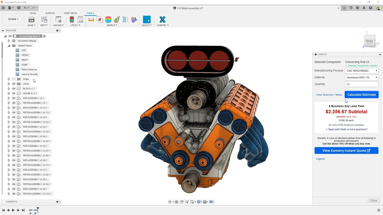 Introducing the Xometry Add-in for Fusion 360: Instant Costing/Pricing at Your Fingertips