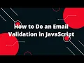 JavaScript Tutorial in Hindi How to Do an Email Validation in JavaScript