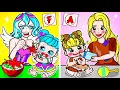 paper dolls Broke vs Rich and Bad Teacher in the School Rapunzel Family