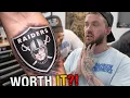 He Trusted Me With This Tattooing a Raiders Logo on His Forearm