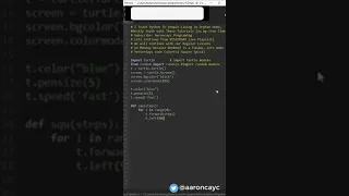 Square Spiral Tutorial - Python Coding Short Colorful Turtle